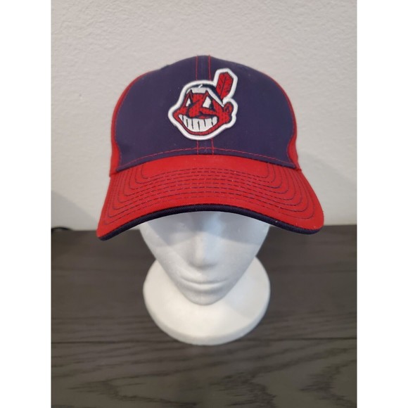 Cleveland Indians Chief Wahoo Blue Snapback Hat MLB Baseball Cap Embroidered NEW - Picture 1 of 14